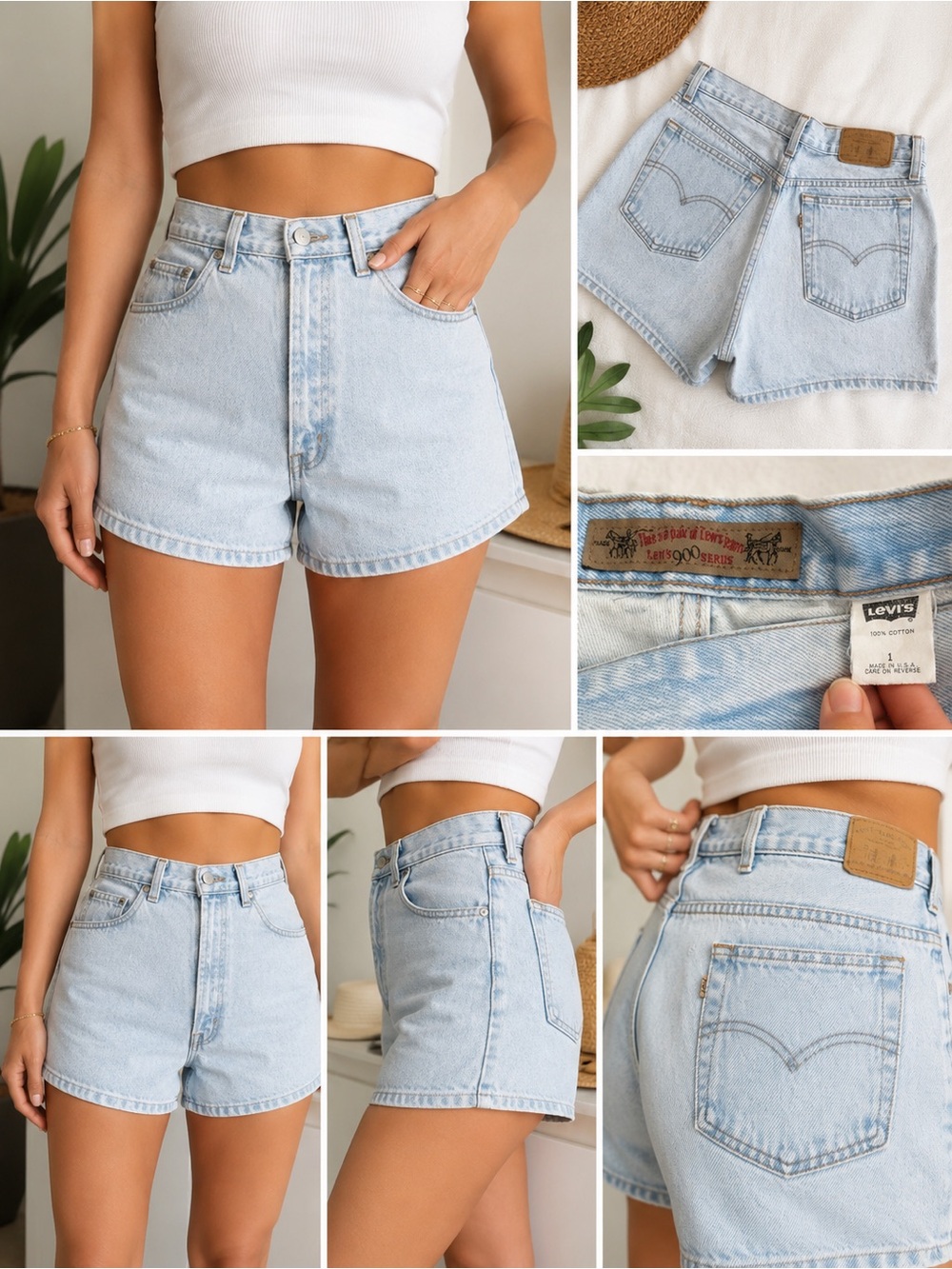 Levi's Light Wash High-Rise Denim Shorts - Pale Blue